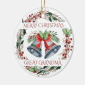 素晴らしおばあちゃんホリーベル素朴リース セラミックオーナメント (左)