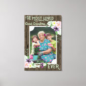 素晴らしおばあちゃん写真素朴 – 木材とフローラ キャンバスプリント (正面)