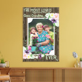 素晴らしおばあちゃん写真素朴 – 木材とフローラ キャンバスプリント (インサイチュ (リビング))