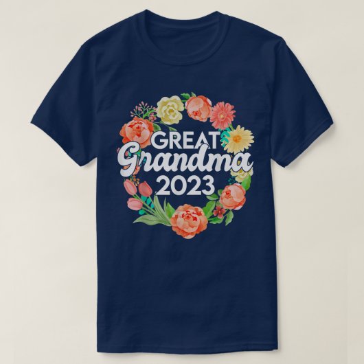 素晴らしおばあちゃん2023妊娠発表の贈り物 Tシャツ (デザイン正面)