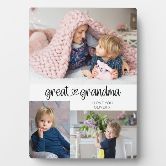 素晴らしおばあちゃん3写真かわいいハートタイポグラフィ フォトプラーク (正面)