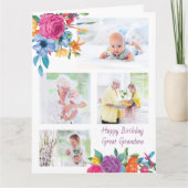 素晴らしおばあちゃん4フォトフラワーカラフルズ誕生日 カード (正面)