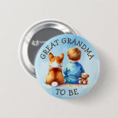 素晴らしおばあちゃん |少年の赤ちゃんシャワー 缶バッジ (正面&裏面)