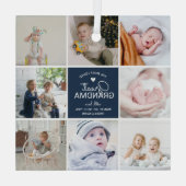 素晴らしおばあちゃん「最も愛された」フォトコラージュスロー ガラスオーナメント (裏面)