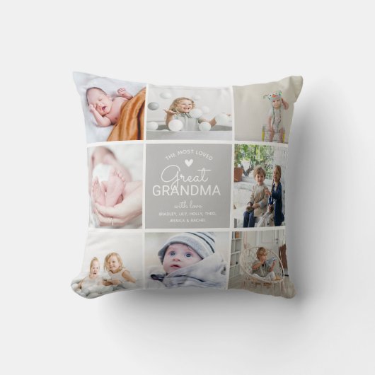 素晴らしおばあちゃん「最も愛された」フォトコラージュ クッション (正面)