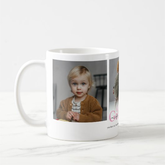 素晴らしおばあちゃん「We Love You」 3 Photo Collage コーヒーマグカップ (左)