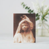 素晴らしおもしろいアンティーク猫ガール写真 ポストカード (スタンド正面)