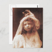 素晴らしおもしろいアンティーク猫ガール写真 ポストカード (正面/裏面)