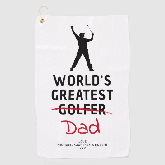 素晴らしおもしろいゴルファーのカスタム写真父の日 ゴルフタオル (正面)
