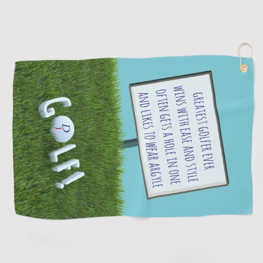 素晴らしおもしろいゴルファーの詩モノグラムの ゴルフタオル (横)