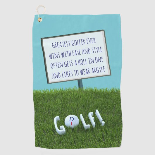 素晴らしおもしろいゴルファーの詩モノグラムの ゴルフタオル (正面)