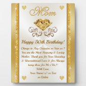 素晴らしお母さんへの感傷的50誕生日プレゼント フォトプラーク (正面)