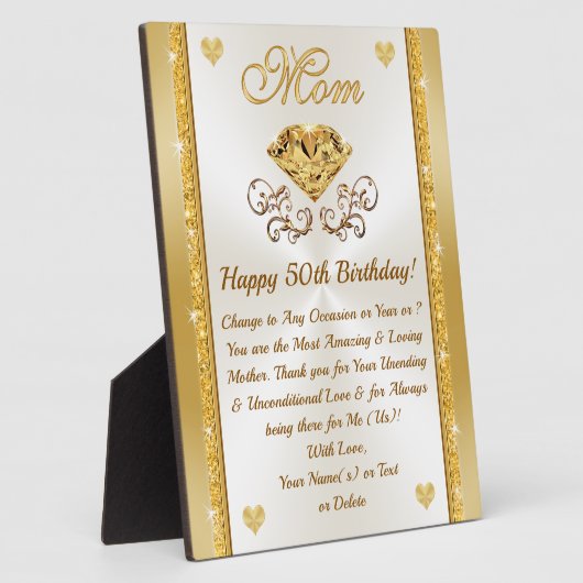 素晴らしお母さんへの感傷的50誕生日プレゼント フォトプラーク (側面)