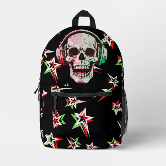 素晴らしお気に入りの10代の勾配スカル プリントバックパック (正面)