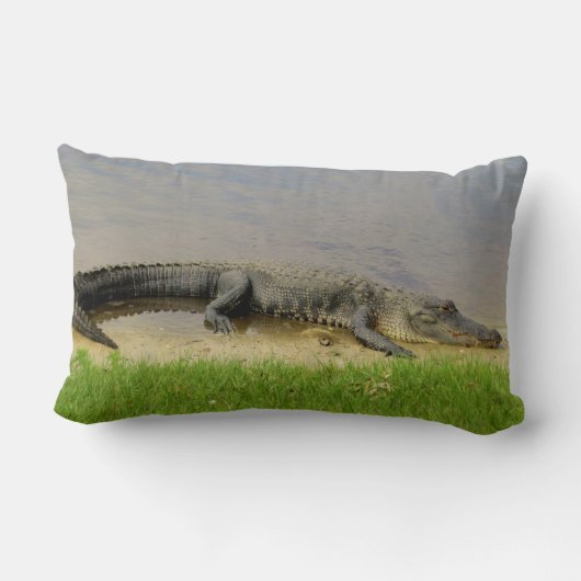 素晴らしくおよび静か。 フロリダのわに ランバークッション (裏面)