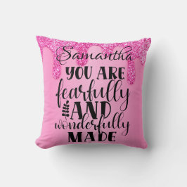素晴らしく作られた聖書引用文ピンクグリッター名 クッション