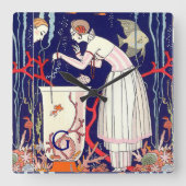 素晴らしく小さい魚、美しいのファッションのモノグラム スクエア壁時計 (正面)