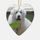 素晴らしく白いピレネー山脈犬のオーナメント セラミックオーナメント (左)