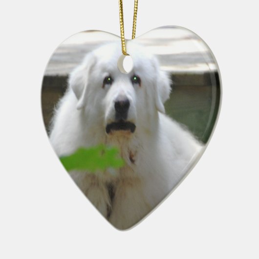 素晴らしく白いピレネー山脈犬のオーナメント セラミックオーナメント (左)