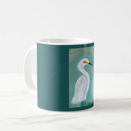 素晴らしく白い白鷺のファインアートの絵画 コーヒーマグカップ (正面左)