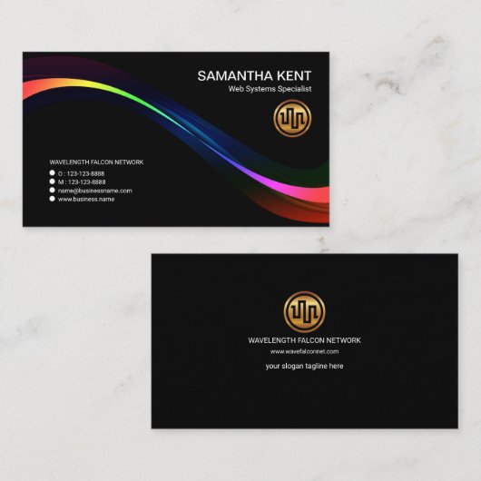 素晴らしく白熱［赤熱］光を放つでカラフルなくもの巣の波システム 名刺 (正面/裏面)