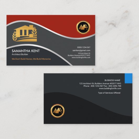 素晴らしく赤い金ゴールドフェイクなリゾートの家の建築家CEO 名刺 (正面/裏面)