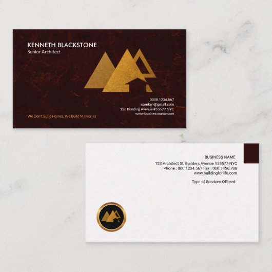 素晴らしく赤くグランジな専門のモダンな建築家 名刺 (正面/裏面)