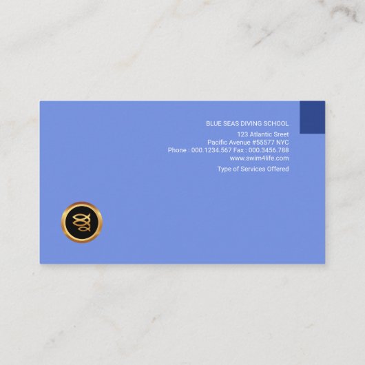 素晴らしく青い海水の魚のダイバー 名刺 (裏面)