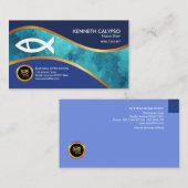 素晴らしく青い海水の魚のダイバー 名刺 (正面/裏面)