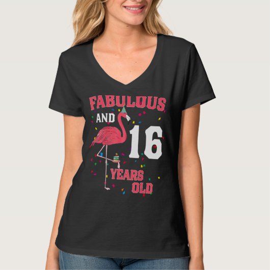 素晴らしく16歳のフラミンゴピンク誕生日P Tシャツ (正面)