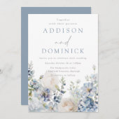 素晴らしほこりっぽい青い花が四季折々結婚の 招待状 (正面/裏面)