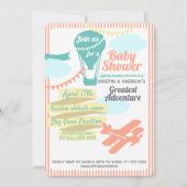 素晴らしアドベンチャーホットエアバルーンと飛行機 招待状 (正面)