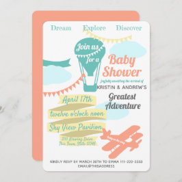 素晴らしアドベンチャーホットエアバルーンと飛行機 招待状