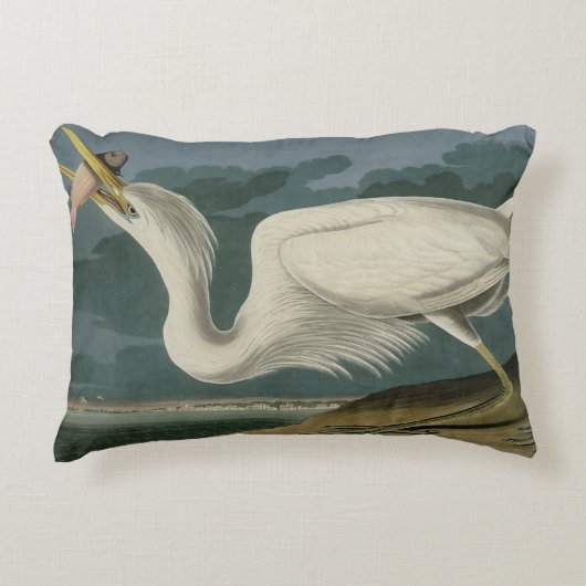 素晴らしアメリカのオードボンの鳥から来た白いヘロン アクセントクッション (正面)