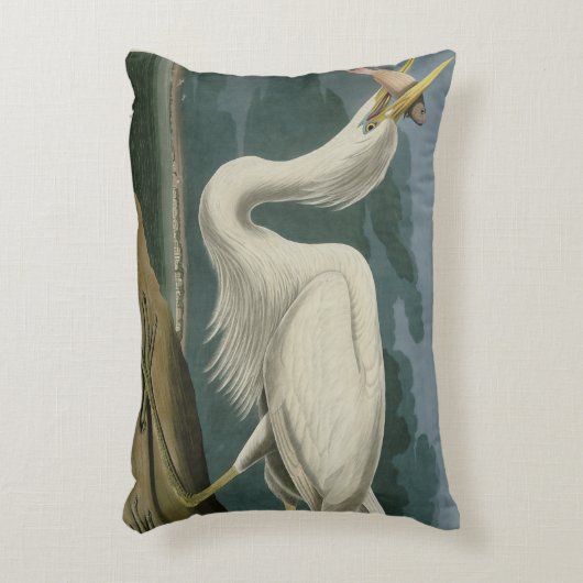 素晴らしアメリカのオードボンの鳥から来た白いヘロン アクセントクッション (正面(垂直))