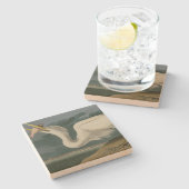 素晴らしアメリカのオードボンの鳥から来た白いヘロン ストーンコースター (横)