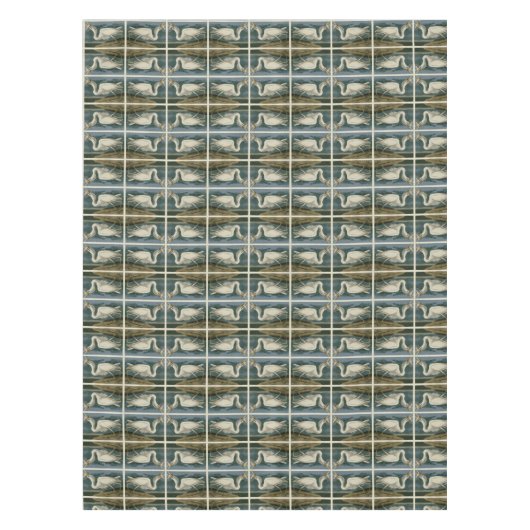 素晴らしアメリカのオードボンの鳥から来た白いヘロン テーブルクロス (正面)