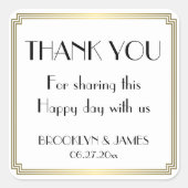 素晴らしアールデコ金ゴールド結婚式用シール スクエアシール (正面)