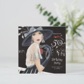 素晴らしアールデコ50番目の誕生日招待状 招待状 (スタンド正面)