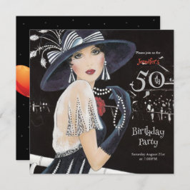 素晴らしアールデコ50番目の誕生日招待状 招待状