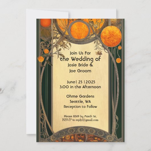 素晴らしアールヌーボー結婚式招待状 招待状 (正面)