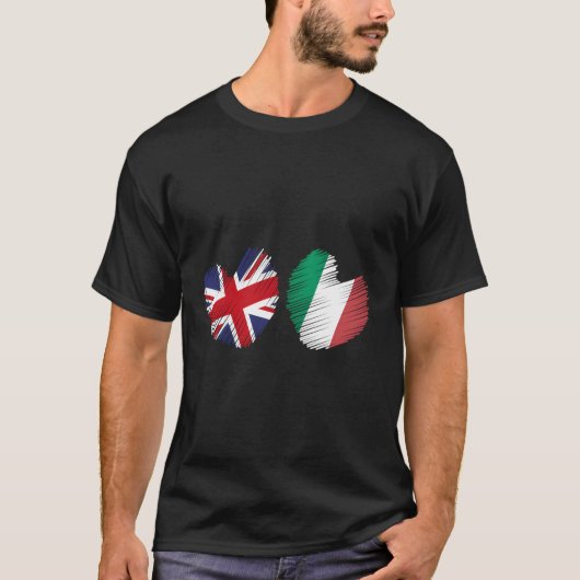素晴らしイギリスイタリアHeイギリスイタリアン国旗グランジ Tシャツ (正面)