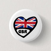 素晴らしイギリス国コードフラグハートバッジ、GBR 缶バッジ (正面)