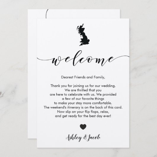素晴らしイギリス結婚のウェルカムレター&旅程 プログラム (正面/裏面)