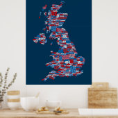 素晴らしイギリスUKシティ文字の地図 ポスター (キッチン)
