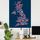 素晴らしイギリスUKシティ文字の地図 ポスター (ホームオフィス)