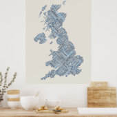 素晴らしイギリスUKシティ文字の地図 ポスター (キッチン)
