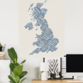 素晴らしイギリスUKシティ文字の地図 ポスター (ホームオフィス)