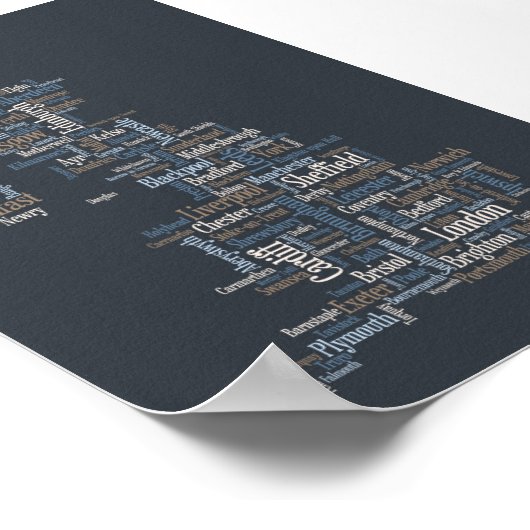 素晴らしイギリスUKシティ文字の地図 ポスター (角)