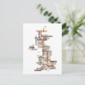 素晴らしイギリスUK郡文字の地図 ポストカード (スタンド正面)